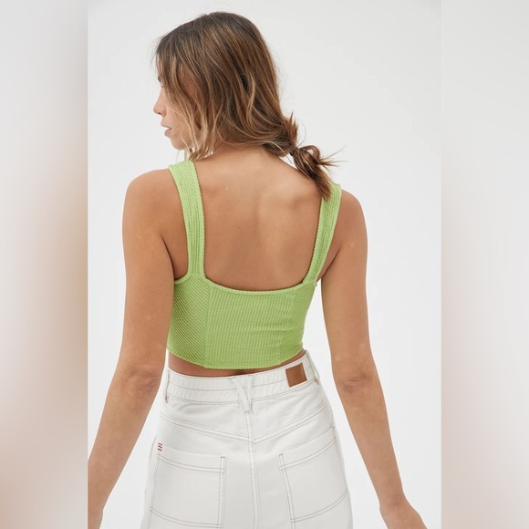 Urban Outfitters Lime Green Estella Textured Knit Crop Top Size S - Picture 9 of 10